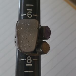 Silver Ring with Purple and Brown Stones
